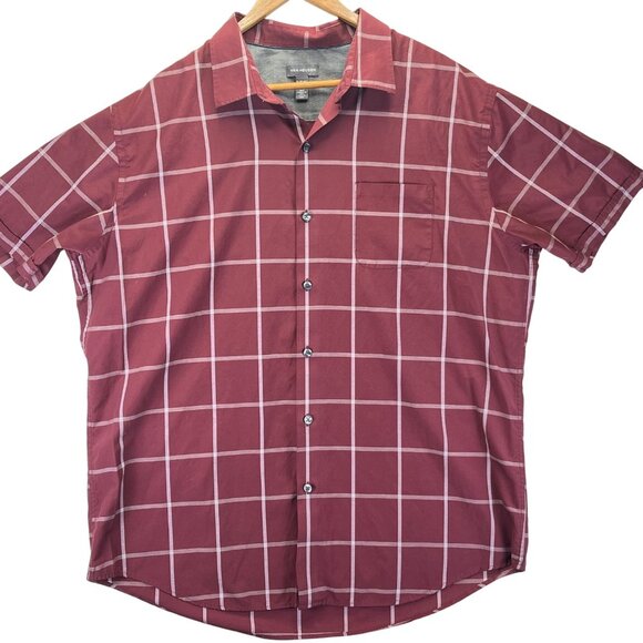 Van Heusen Mens XL Red Plaid Short Sleeve Button-Up Shirt - Picture 1 of 9